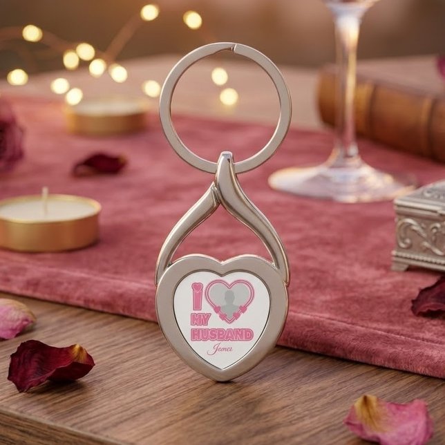 Chaveiro Eu Amo Meu Marido Personalizado – Adicionar Foto e (Criador carregado)