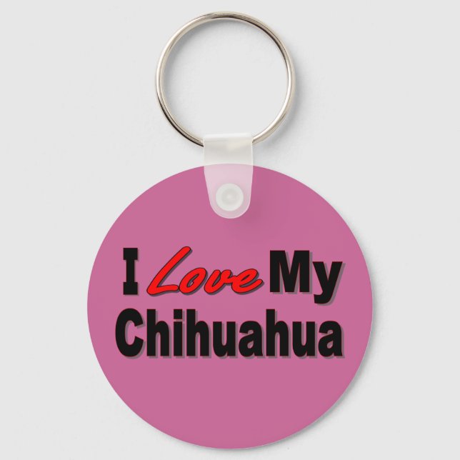 Chaveiro Eu Amo Meu Merchandise De Cachorro Chihuahua (Frente)