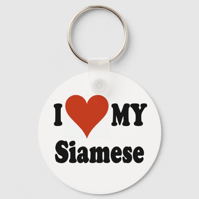 Chaveiro Eu Amo Meu Merchandise Gato Siamês (Frente)
