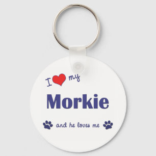 Chaveiro Eu amo meu Morkie (o cão masculino)