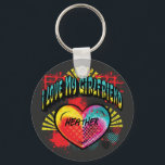 Chaveiro Eu Amo Meu Nome Personalizado De Grafite Namorada<br><div class="desc">Um presente legal e único para ele ou para ela. Declarar ao mundo que você ama seu namorada. Monograma com nome. Estilo de arte de grafite retrô e quadril com coração de amor.</div>