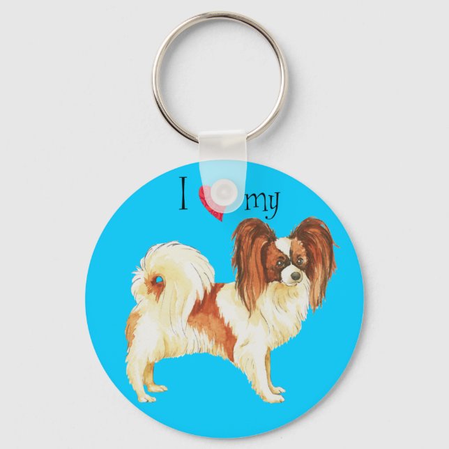Chaveiro Eu amo meu Papillon (Frente)
