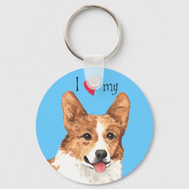 Chaveiro Eu amo meu Pembroke Welsh Corgi (Frente)