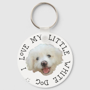 Chaveiro Eu Amo Meu Pequeno Cão Branco Resgatado