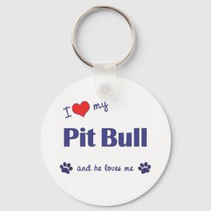 Chaveiro Eu amo meu pitbull (o cão masculino)