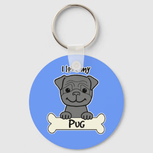 Chaveiro Eu amo meu Pug