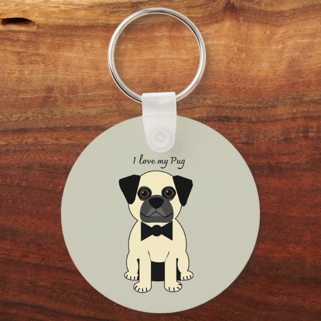 Chaveiro Eu Amo Meu Pug (Frente)