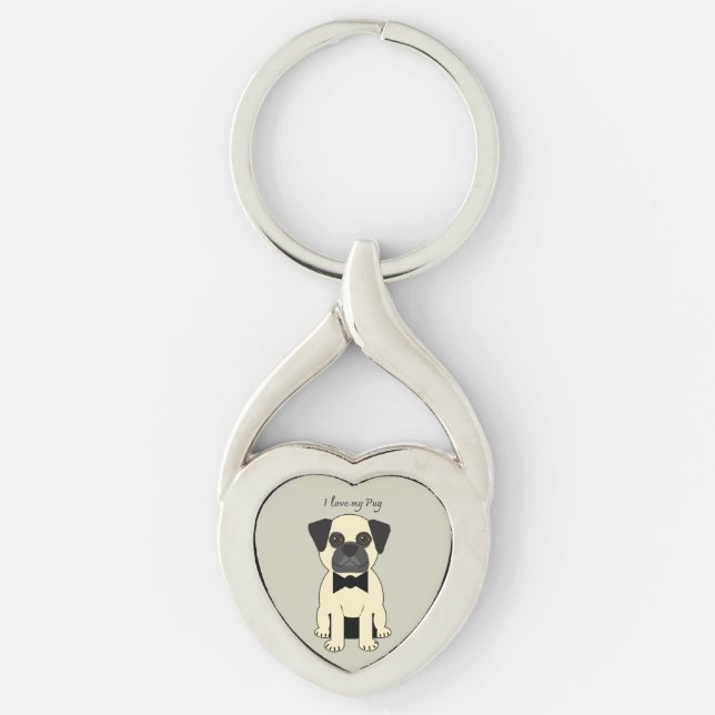 Chaveiro Eu Amo Meu Pug (Frente)