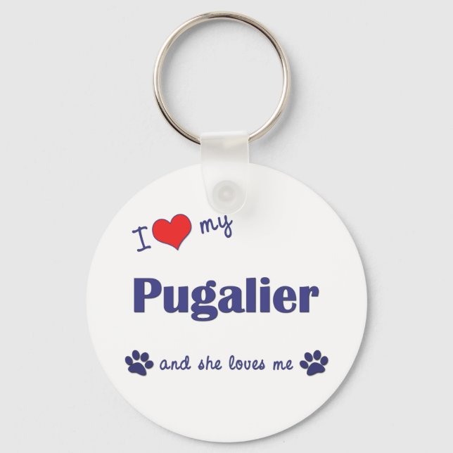 Chaveiro Eu Amo Meu Pugalier (Cachorro Feminino) (Frente)