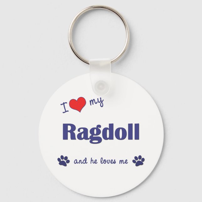 Chaveiro Eu Amo Meu Ragdoll (Gato Masculino) (Frente)