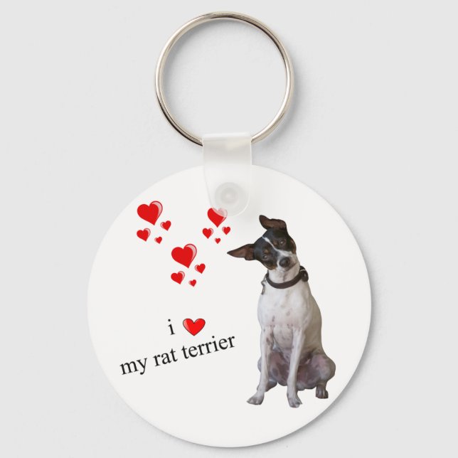 Chaveiro Eu amo meu Rat Terrier (Frente)