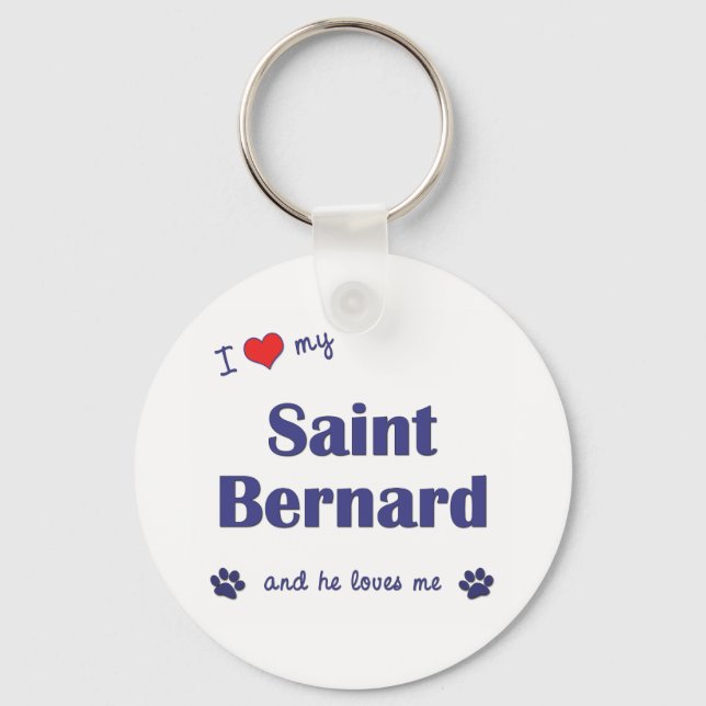 Chaveiro Eu Amo Meu Santo Bernard (Cachorro Masculino) (Frente)