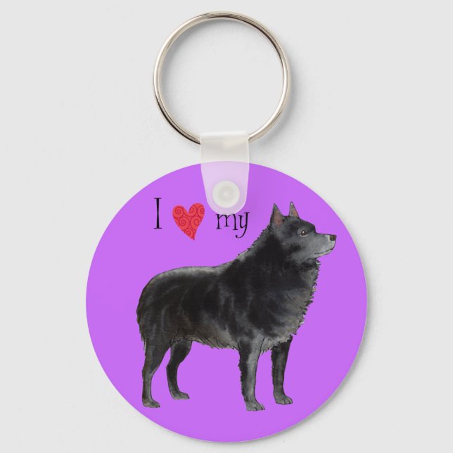 Chaveiro Eu amo meu Schipperke (Frente)