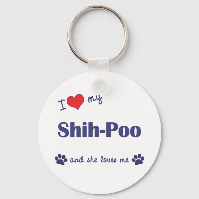 Chaveiro Eu Amo Meu Shih-Poo (Cão Feminino) (Frente)