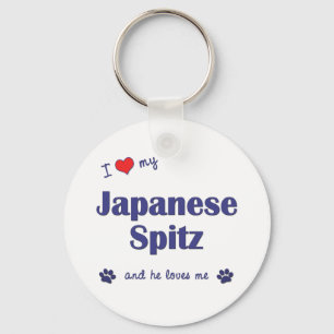 Chaveiro Eu amo meu Spitz japonês (o cão masculino)