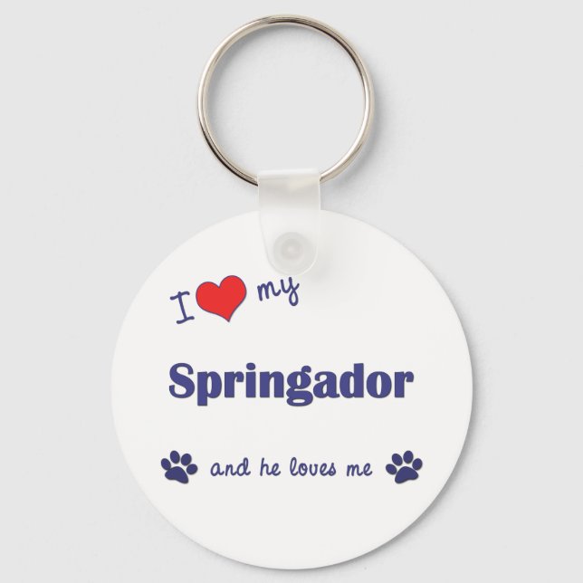 Chaveiro Eu Amo Meu Springador (Cachorro Masculino) (Frente)