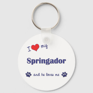 Chaveiro Eu amo meu Springador (o cão masculino)