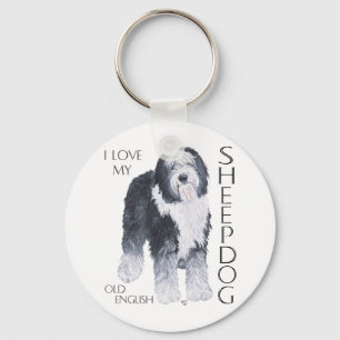 Chaveiro Eu Amo Meu Velho Cão de Pastoreio Inglês