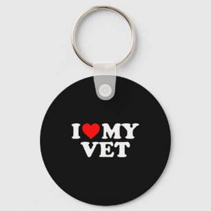 Chaveiro Eu Amo Meu Veterinário - Coração Vermelho 