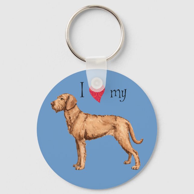 Chaveiro Eu amo meu Vizsla Wirehaired (Frente)