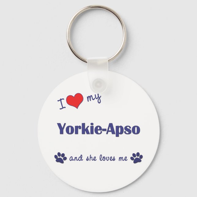 Chaveiro Eu Amo Meu Yorkie-Apso (Cachorro Feminino) (Frente)