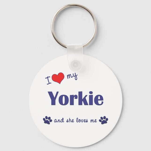 Chaveiro Eu Amo Meu Yorkie (Cachorro Feminino) (Frente)