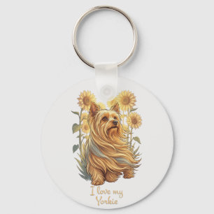 Chaveiro Eu Amo Meu Yorkie – Girassol Vintage Amante de Cac