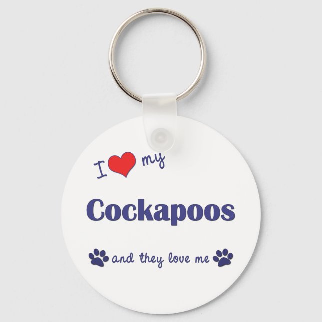 Chaveiro Eu Amo Meus Cockapoos (Cães Múltiplos) (Frente)