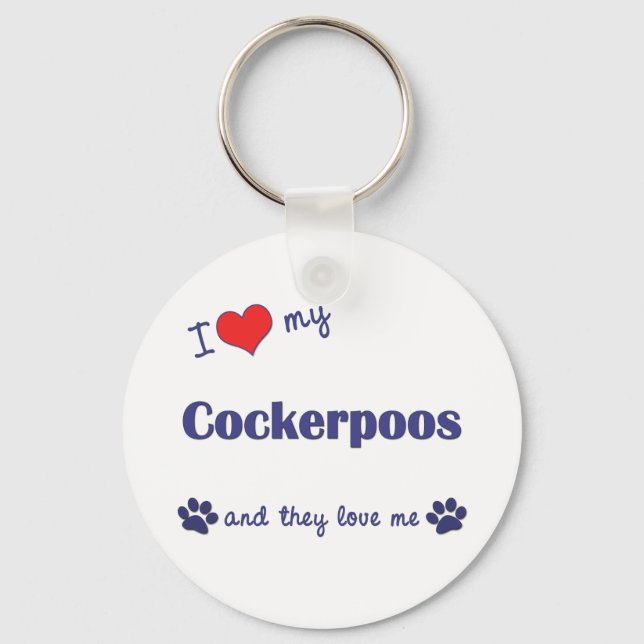 Chaveiro Eu Amo Meus Cockerpoos (Cães Múltiplos) (Frente)