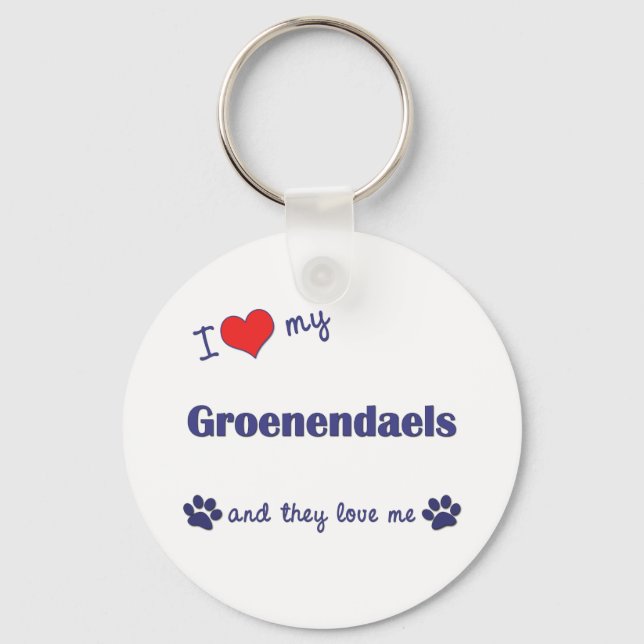 Chaveiro Eu Amo Meus Groenendaels (Vários Cães) (Frente)