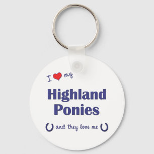 Chaveiro Eu Amo Meus Pôneis Highland (Múltiplos Pôs)