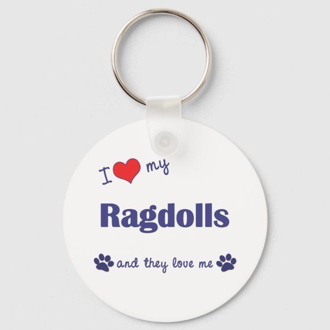 Chaveiro Eu Amo Meus Ragdolls (Múltiplos Gatos) (Frente)