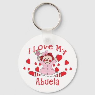 Chaveiro Eu amo minha Abuela Rag Doll & Hearts