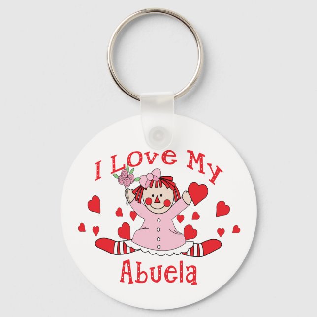 Chaveiro Eu amo minha Abuela Rag Doll & Hearts (Frente)