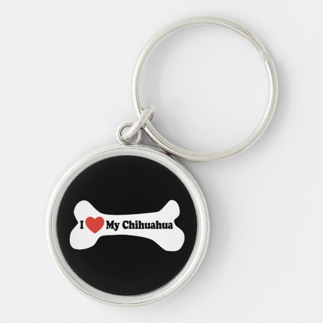 Chaveiro Eu amo minha chihuahua - osso de cão (Frente)