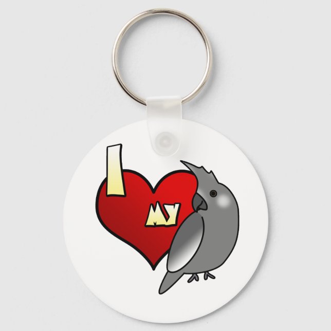 Chaveiro Eu amo minha Cockatiel de Whiteface (Frente)