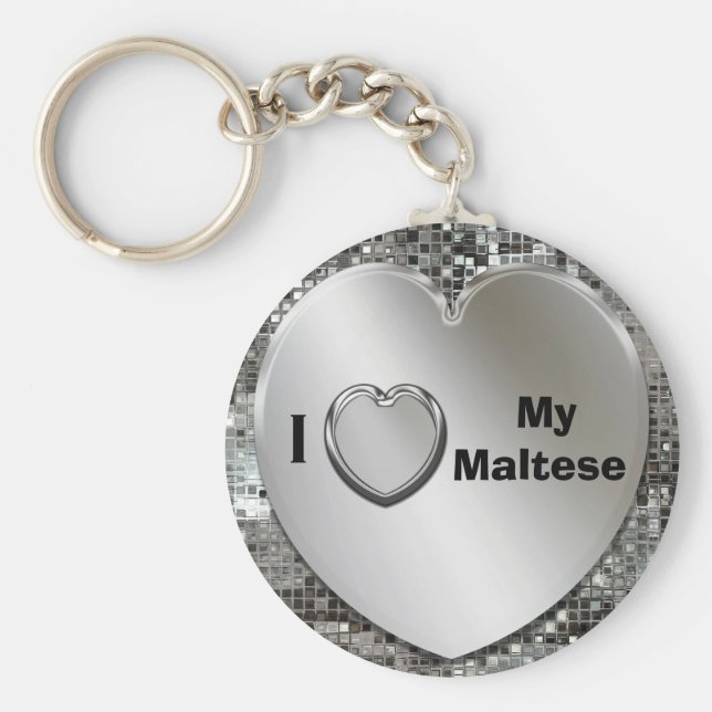Chaveiro Eu Amo Minha Coração Maltesa (Frente)