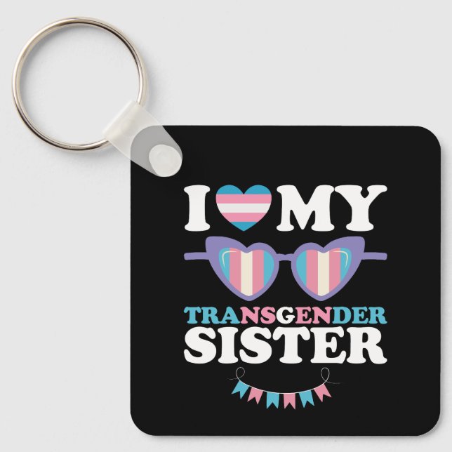Chaveiro Eu Amo Minha Família Transgênero Irmã Trans LGBTQ (Frente)
