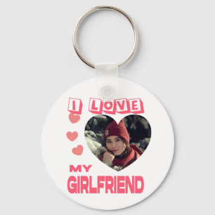 Chaveiro Eu Amo Minha Foto Personalizada De Coração Rosa