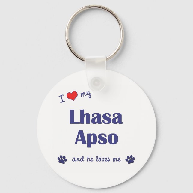 Chaveiro Eu Amo Minha Lhasa Apso (Cachorro Masculino) (Frente)