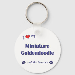Chaveiro Eu Amo Minha Miniatura Goldendoodle (Cachorro Femi