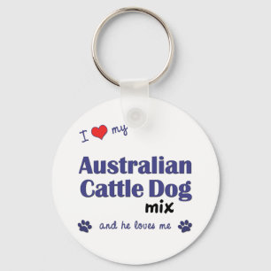 Chaveiro Eu amo minha mistura australiana do cão do gado (