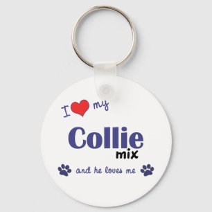 Chaveiro Eu amo minha mistura do Collie (o cão masculino)