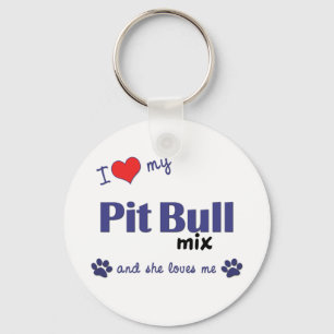 Chaveiro Eu amo minha mistura do pitbull (o cão fêmea)