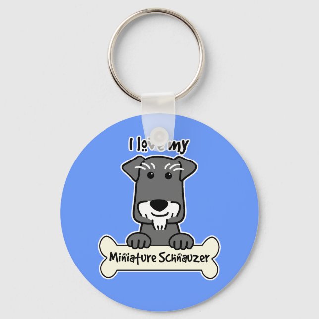 Chaveiro Eu Amo Miniatura Schnauzers (Frente)