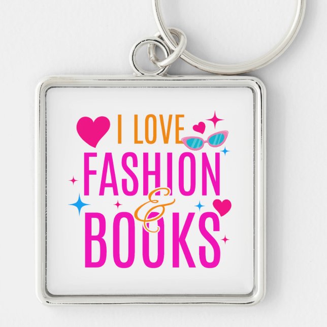Chaveiro Eu amo Moda e Design de Livros (Frente)