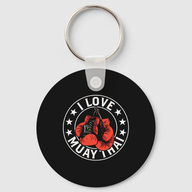 Chaveiro Eu Amo Muay Thai Artes Marciais Boxeador Hobby (Frente)