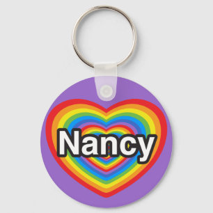 Chaveiro Eu amo Nancy. Eu te amo, Nancy. Coração