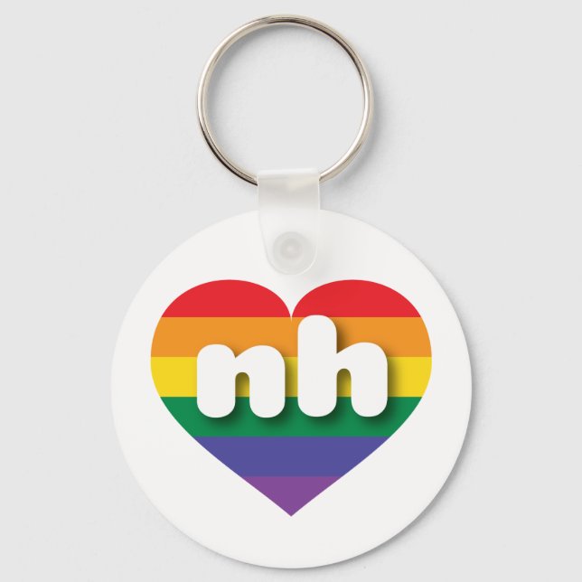 Chaveiro Eu amo New Hampshire Orgulho gay Rainbow Heart (Frente)