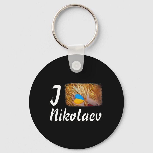 Chaveiro Eu Amo Nikolaev Ucrânia Poder Símbolo da Bandeira  (Frente)